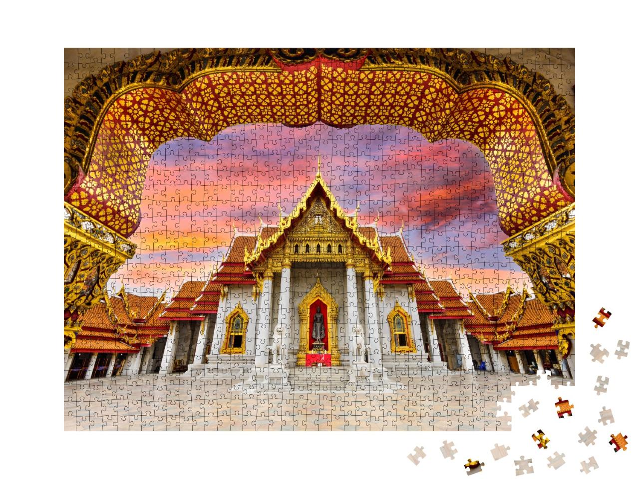 Puzzle de 1000 pièces « Magnifique temple de marbre à Bangkok, Thaïlande »