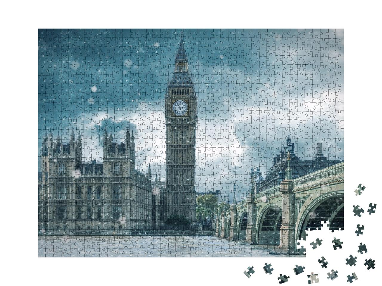 Puzzle de 1000 pièces « Big Ben et Westminster en hiver Londres »