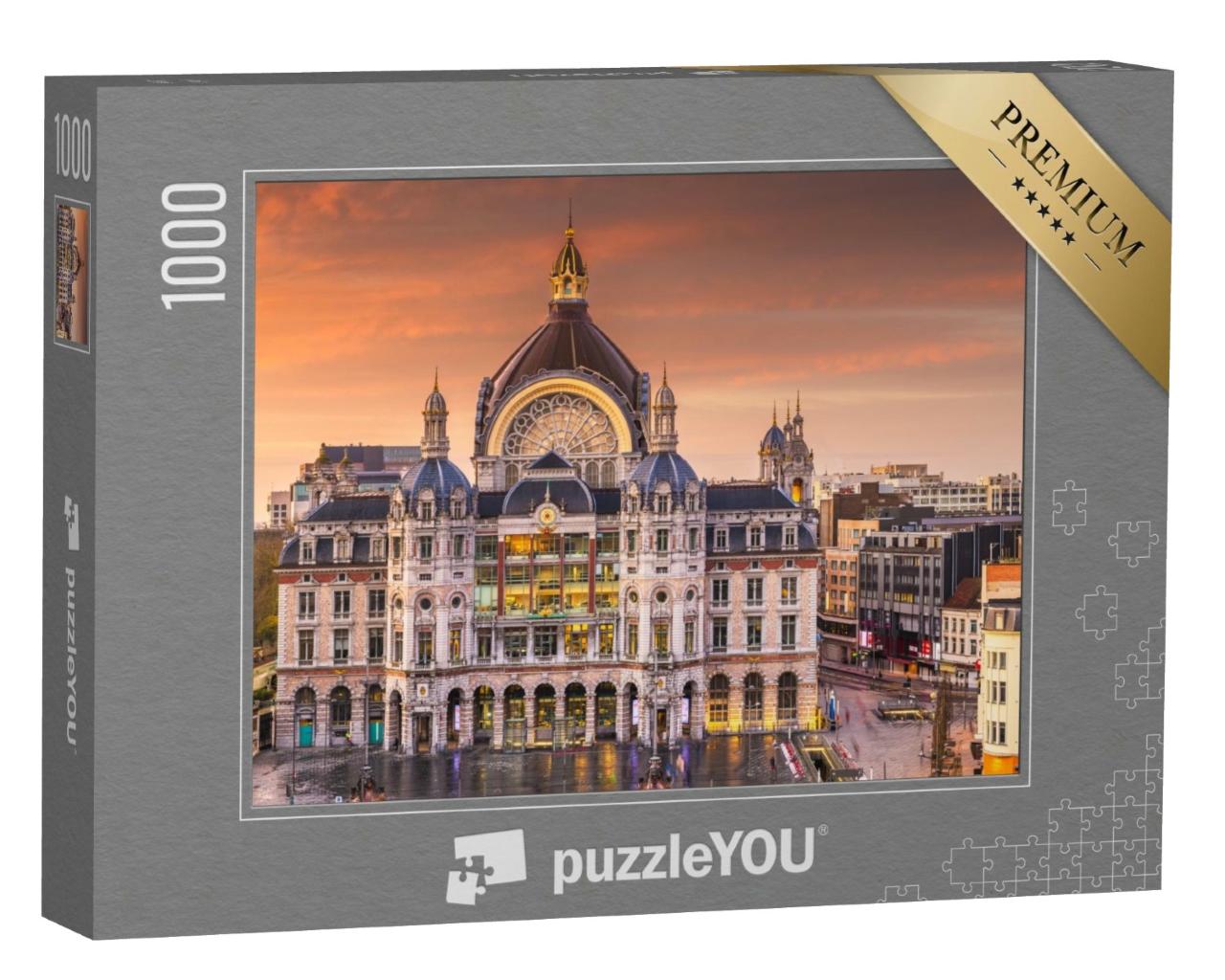 Puzzle de 1000 pièces « Ambiance matinale au-dessus de la gare centrale d'Anvers, Belgique »