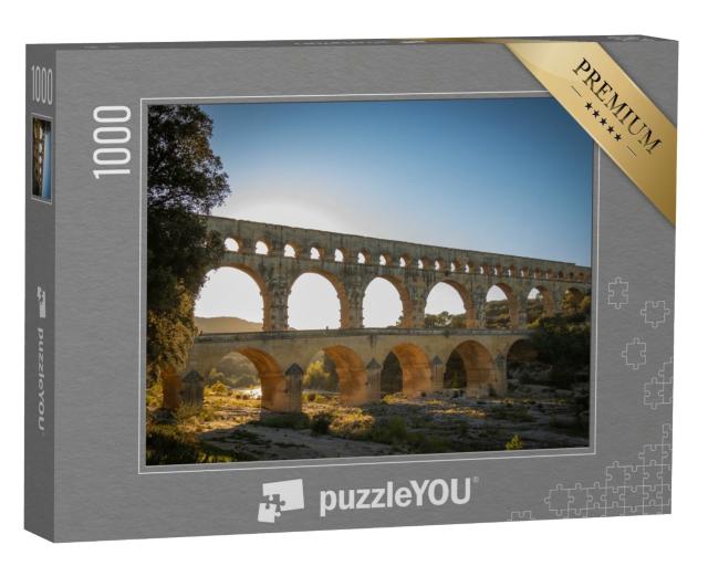 Puzzle de 1000 pièces « Coucher de soleil sur le Pont du Gard »