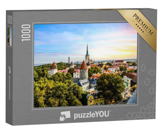 Puzzle de 1000 pièces « Vue de la ville médiévale de Tallinn en Estonie »