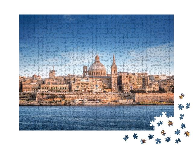 Puzzle de 1000 pièces « L'horizon de La Valette avec la cathédrale Saint-Paul »