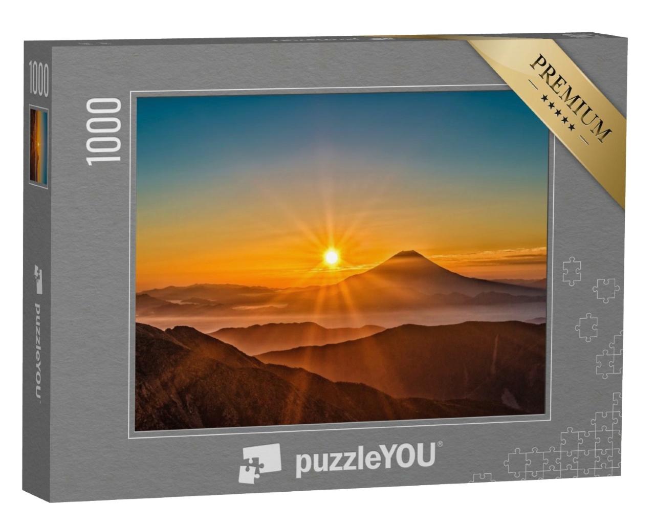 Puzzle de 1000 pièces « Lever de soleil sur le Mont Fuji au Japon »
