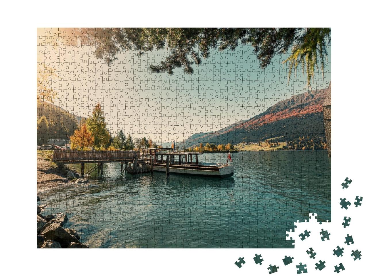 Puzzle de 1000 pièces « L'église de Curon Venosta émerge des eaux du lac de Resia, Val Venosta »