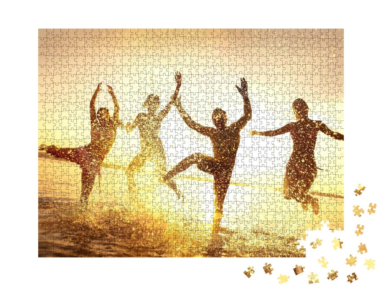 Puzzle de 1000 pièces « Danser dans les vagues sur la plage en été »