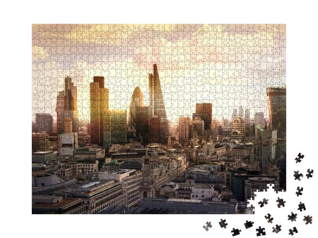 Puzzle de 1000 pièces « Skyline du soir du quartier des banques, Londres, UK »