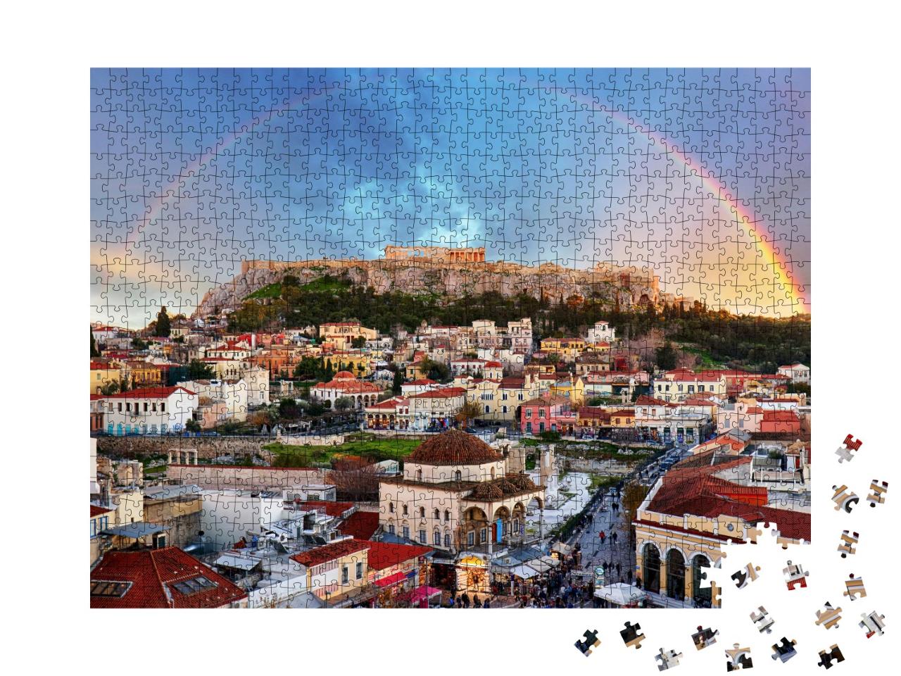 Puzzle de 1000 pièces « Arc-en-ciel au-dessus de l'Acropole, Athènes »