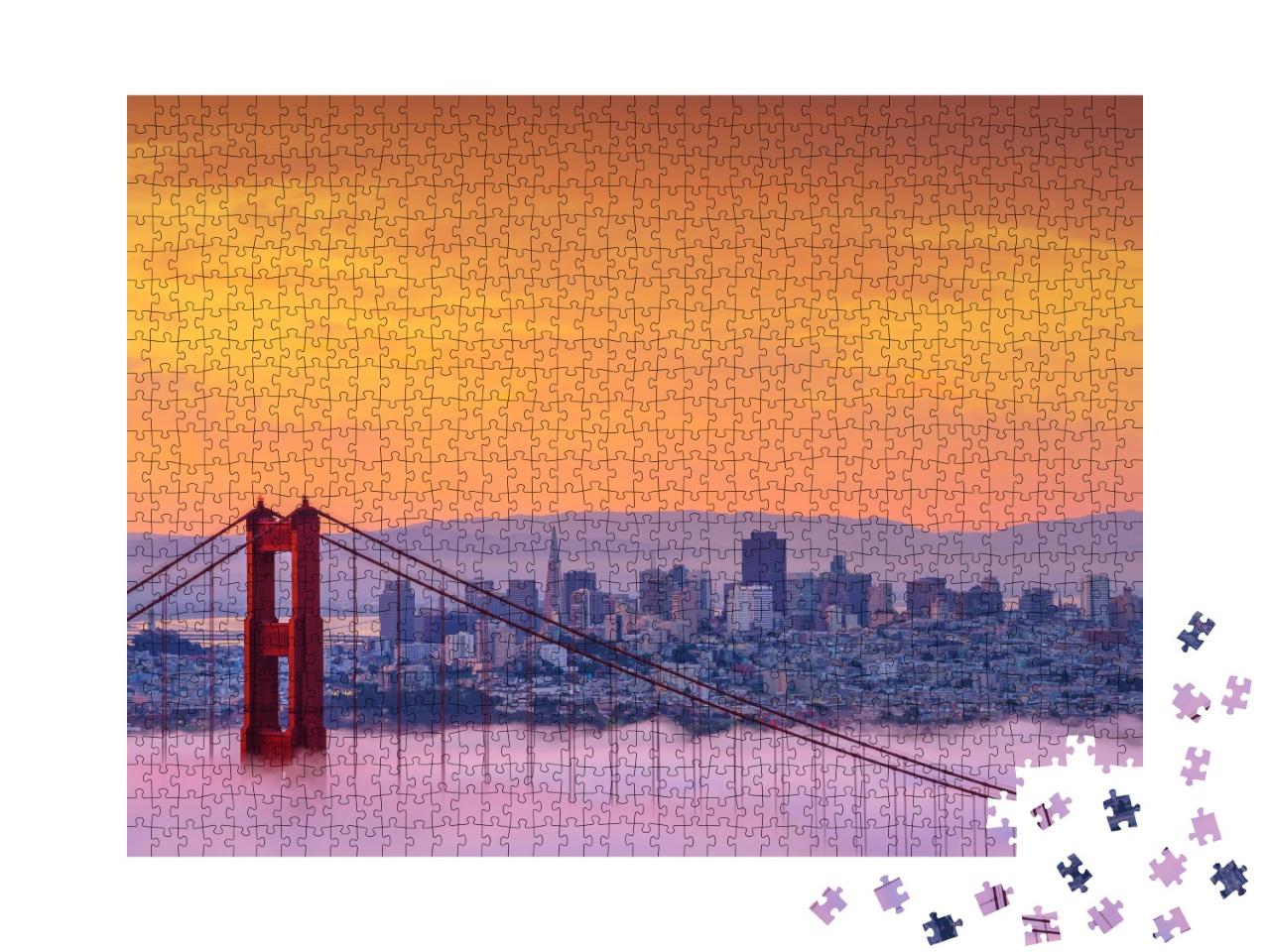 Puzzle de 1000 pièces « Matin brumeux au Golden Gate Bridge »