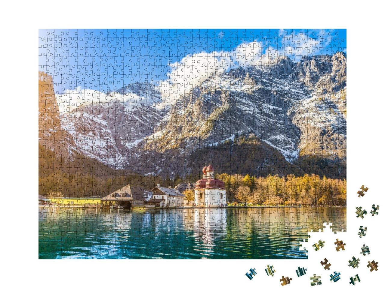 Puzzle de 1000 pièces « Paysage de montagne pittoresque au lac Königssee en Bavière, Allemagne »