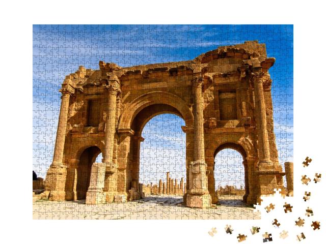 Puzzle de 1000 pièces « Ville en ruines de Timgad dans les montagnes des Aurès en Algérie »