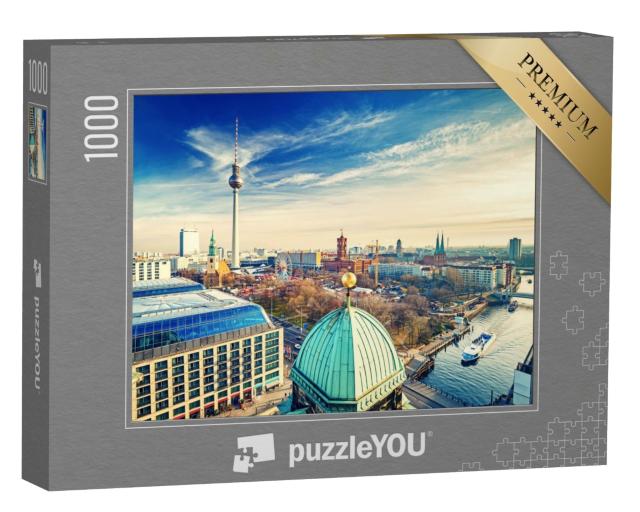 Puzzle de 1000 pièces « Vue aérienne de l'Alexanderplatz et de la Spree, Berlin, Allemagne »