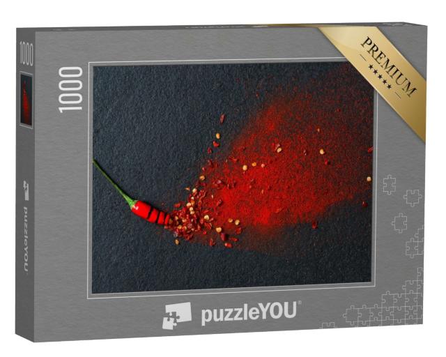 Puzzle de 1000 pièces « Piment, flocons de poivron rouge et poudre de chili »