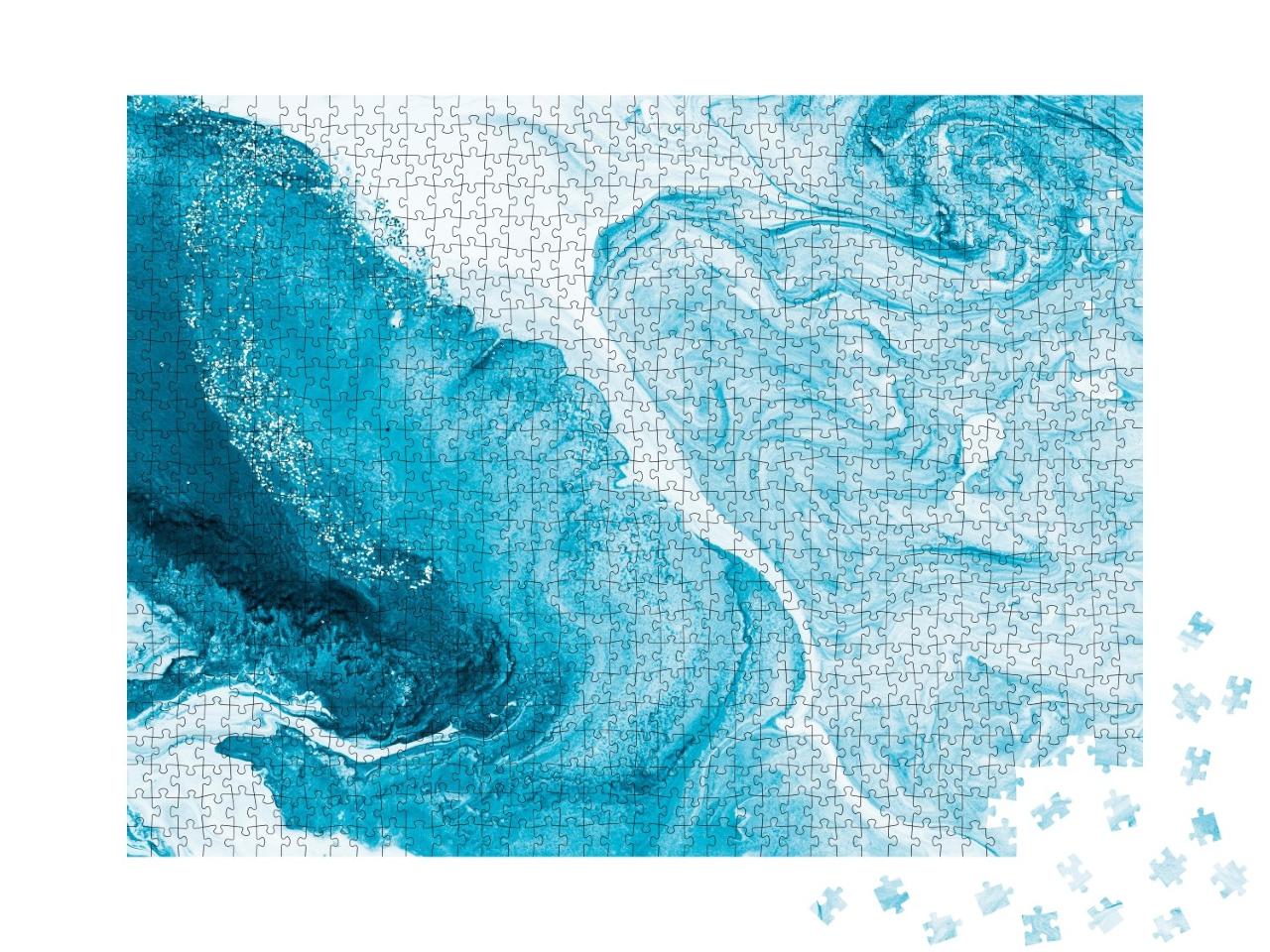 Puzzle de 1000 pièces « Texture de marbre bleu avec du blanc »