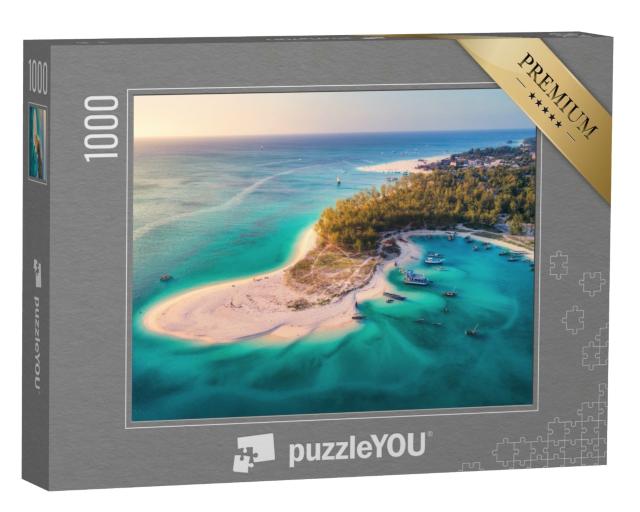 Puzzle de 1000 pièces « Bateaux de pêche sur la plage de Zanzibar, Afrique »