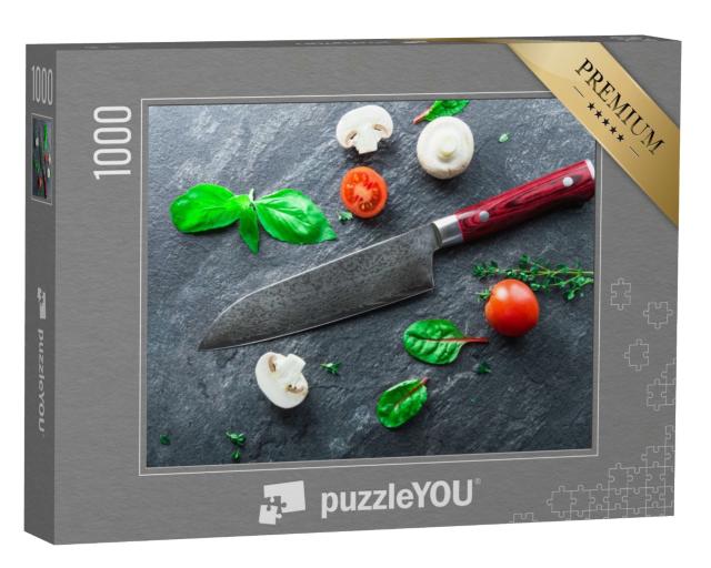 Puzzle de 1000 pièces « Couteau japonais en acier damassé »