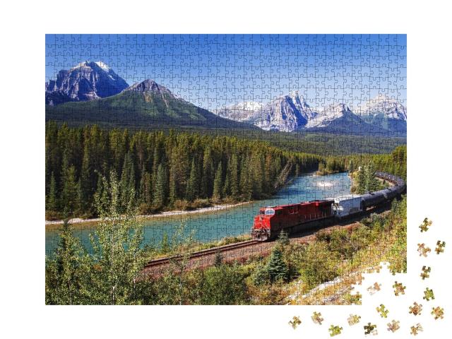 Puzzle de 1000 pièces « Voyage en train à travers la vallée de Bow des imposantes montagnes Rocheuses »