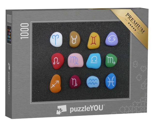 Puzzle de 1000 pièces « Signes astrologiques avec pierres colorées stylisées »