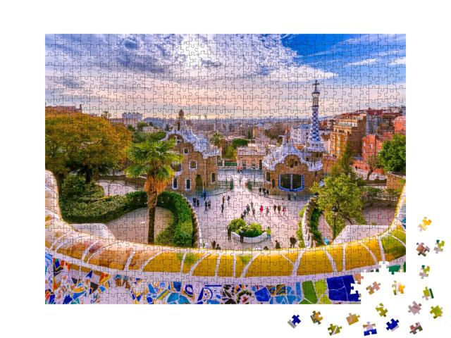 Puzzle de 1000 pièces « Vue sur la ville depuis le Parc Güell de Barcelone, Espagne »
