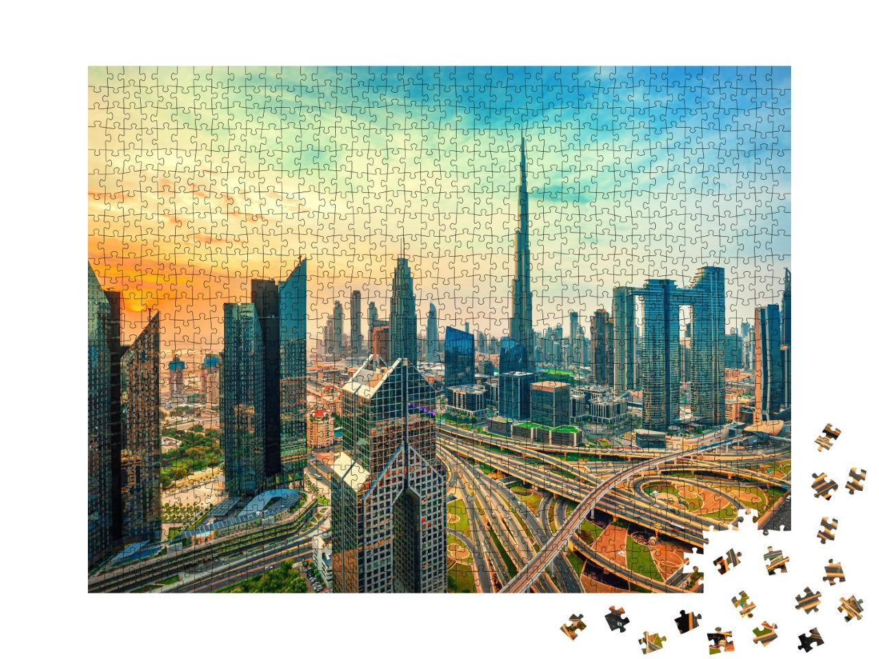 Puzzle de 1000 pièces « Le centre-ville de Dubaï et ses gratte-ciel »