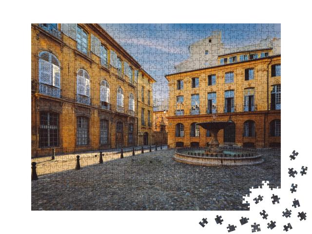 Puzzle de 1000 pièces « Aix en Provence avec ses vieilles façades et sa fameuse vieille fontaine »