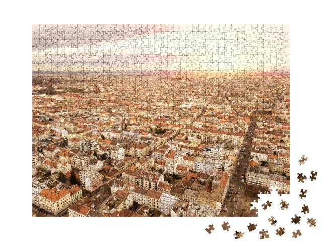 Puzzle de 1000 pièces « Vue aérienne de Vienne au coucher du soleil »