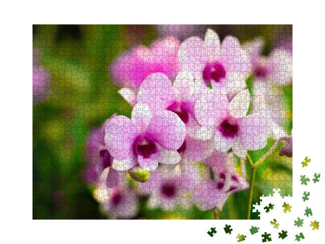 Puzzle de 1000 pièces « Branche avec de belles fleurs dans un jardin d'orchidées »
