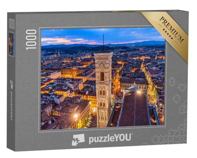 Puzzle de 1000 pièces « Vue aérienne au crépuscule du Campanile de Giotto, centre historique de Florence »