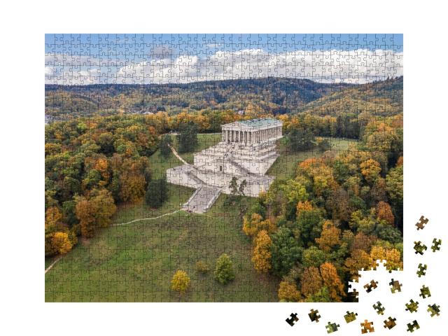 Puzzle de 1000 pièces « Vue aérienne du bâtiment Walhalla, Ratisbonne, Allemagne »