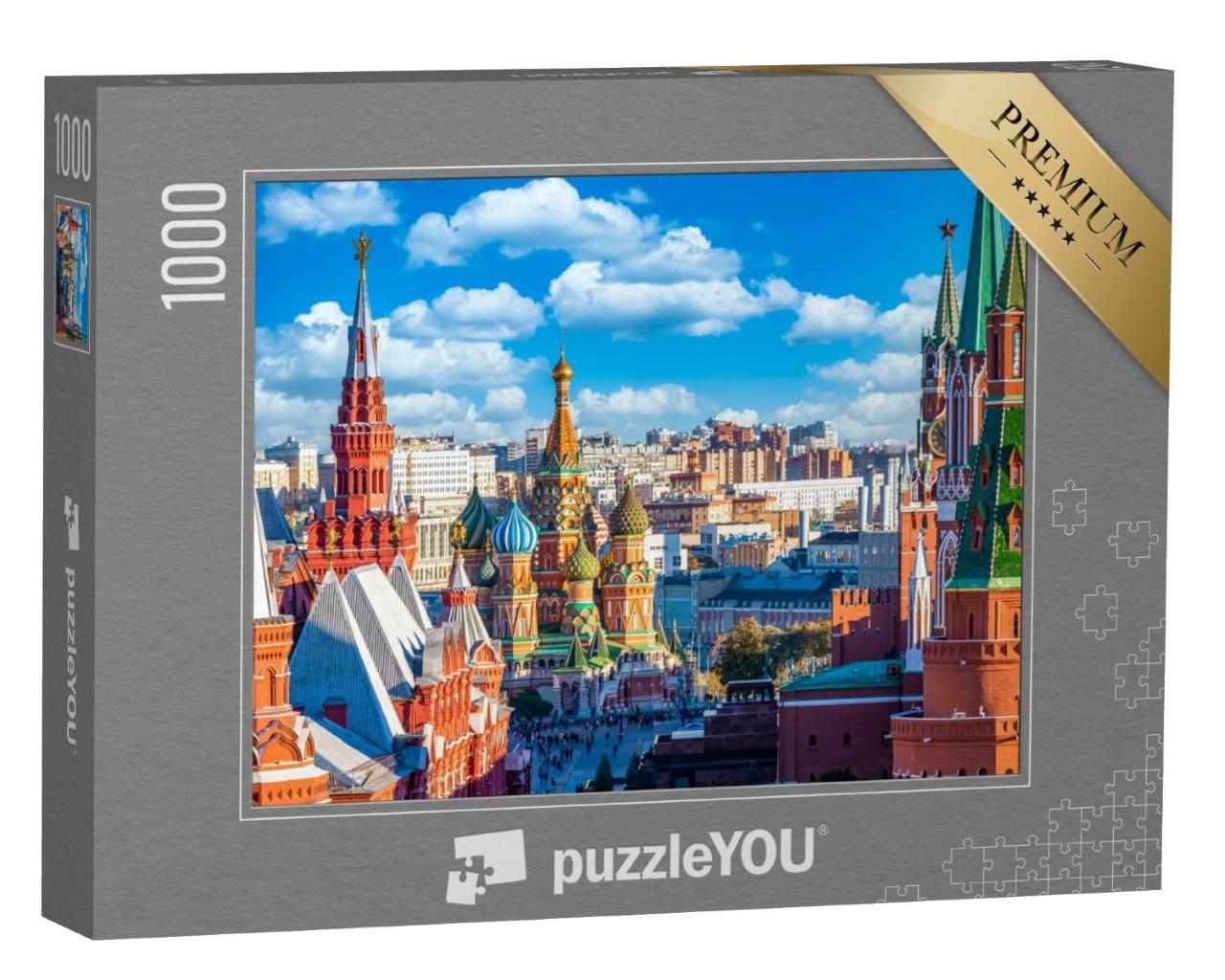Puzzle de 1000 pièces « Place Rouge avec le Kremlin et la cathédrale Saint-Basile, Moscou »