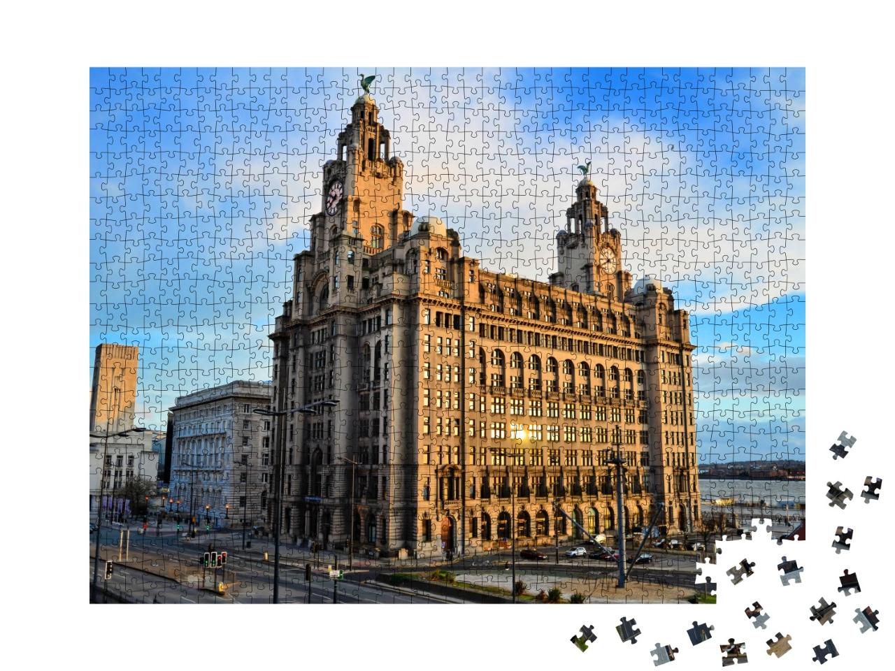 Puzzle de 1000 pièces « Le Royal Liver Building sur Pierhead à Liverpool »
