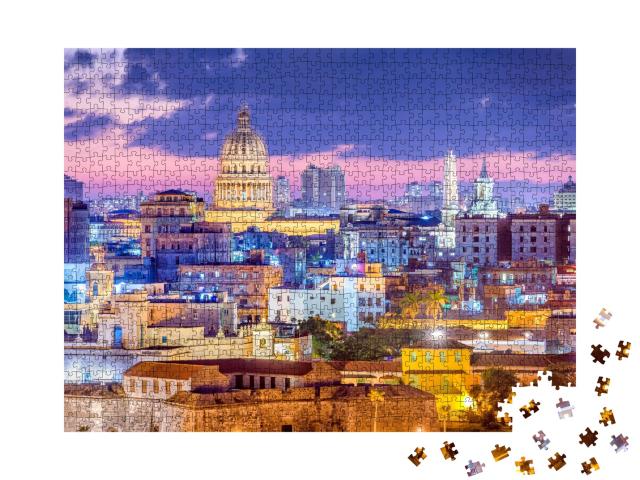 Puzzle de 1000 pièces « Skyline de La Havane le soir, Cuba »