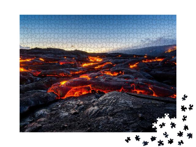 Puzzle de 1000 pièces « Courant de lave Kalapana à Hawaï »