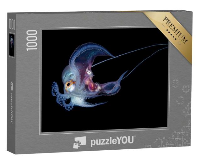 Puzzle de 1000 pièces « Photo sous-marine d'une pieuvre bleue »