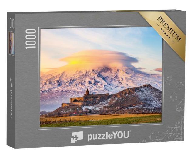 Puzzle de 1000 pièces « Lever de soleil sur le monastère de Khor Virap et le mont Ararat, Arménie »
