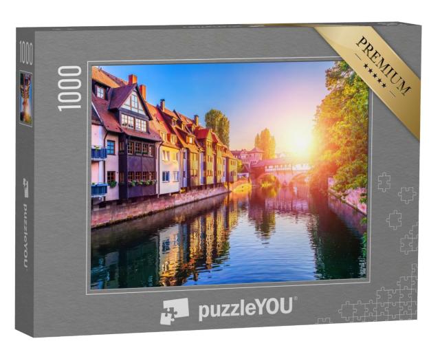 Puzzle de 1000 pièces « Coucher de soleil sur la vieille ville de Nuremberg, Allemagne »