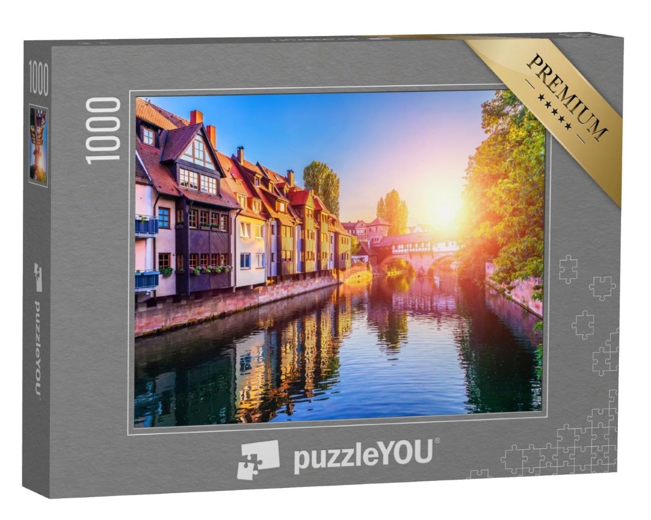 Puzzle de 1000 pièces « Coucher de soleil sur la vieille ville de Nuremberg, Allemagne »