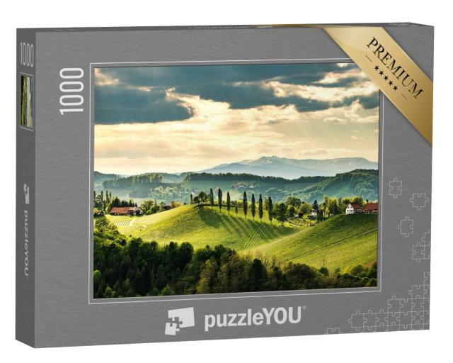 Puzzle de 1000 pièces « Paysage de vignobles du sud de la Styrie, près de Gamlitz, Autriche, Eckberg, Europe »