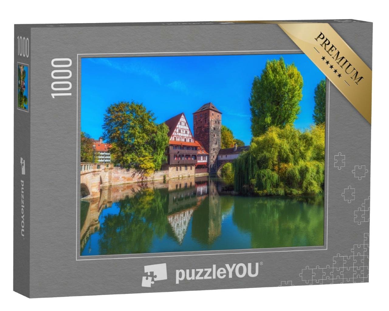 Puzzle de 1000 pièces « Les rives de la Pegnitz à Nuremberg, Allemagne »