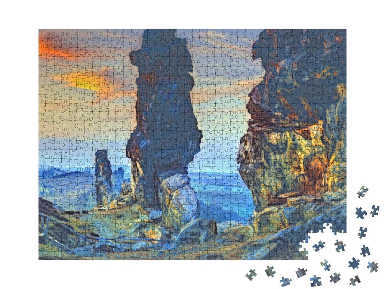Puzzle de 1000 pièces « dans le style de Paul-Cezanne - Teufelsmauer dans le Harz, Allemagne »