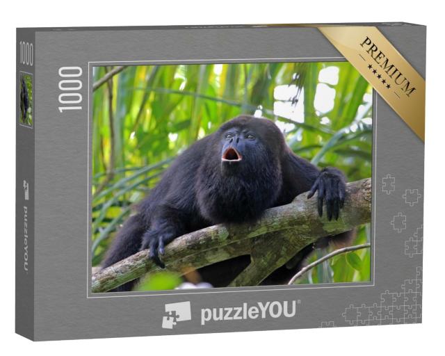 Puzzle de 1000 pièces « Singe hurleur noir ou guatémaltèque sur un arbre »