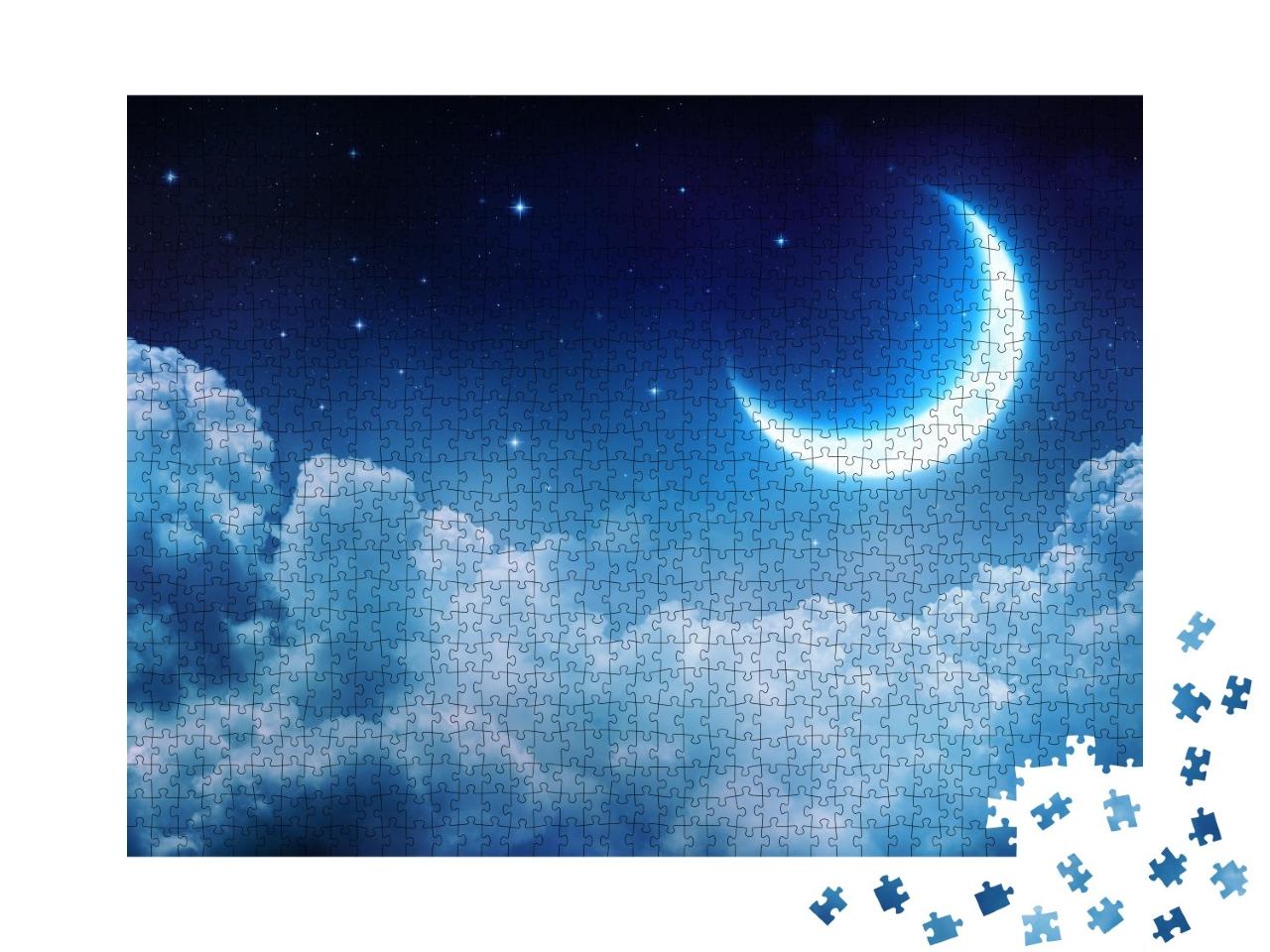 Puzzle de 1000 pièces « Magnifique croissant de lune au-dessus des nuages »