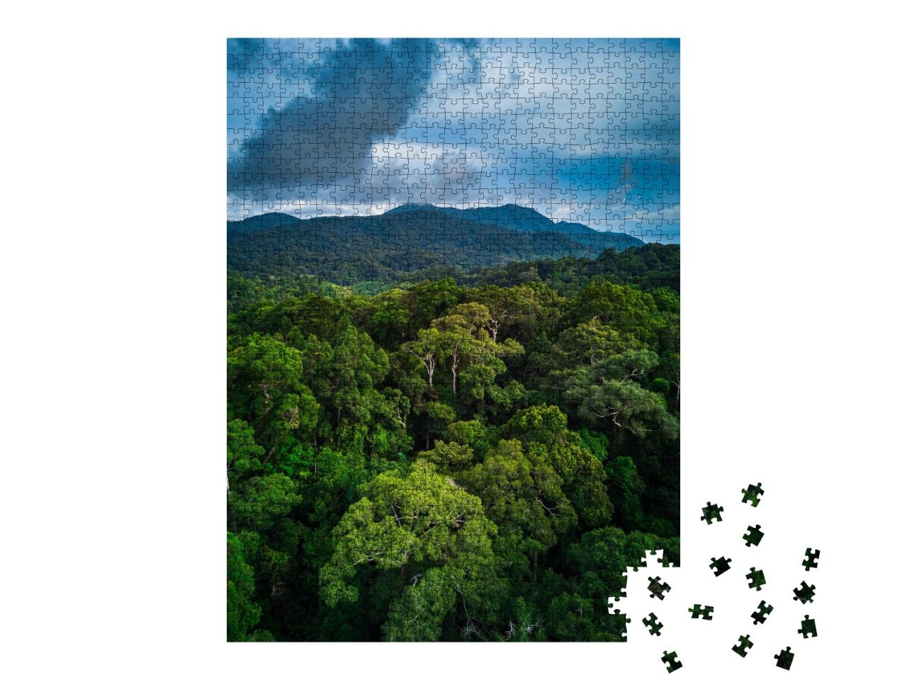 Puzzle de 1000 pièces « Forêt tropicale humide avec collines verdoyantes »