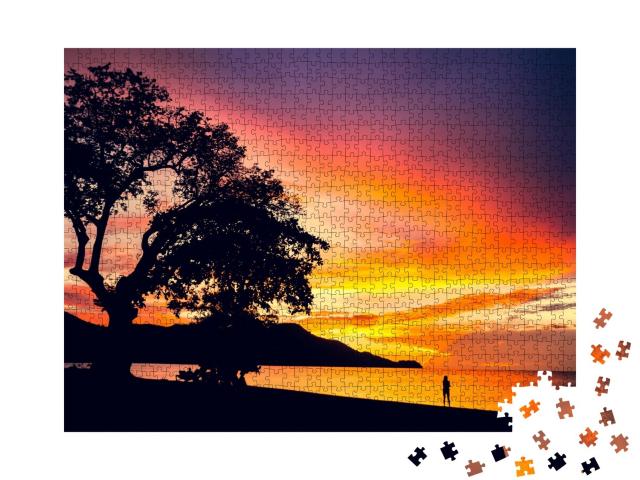 Puzzle de 1000 pièces « Coucher de soleil sur la plage Coco, Guanacaste, Costa Rica »