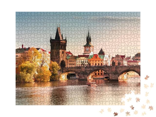 Puzzle de 1000 pièces « Pont Charles au coucher du soleil, Prague, République tchèque »