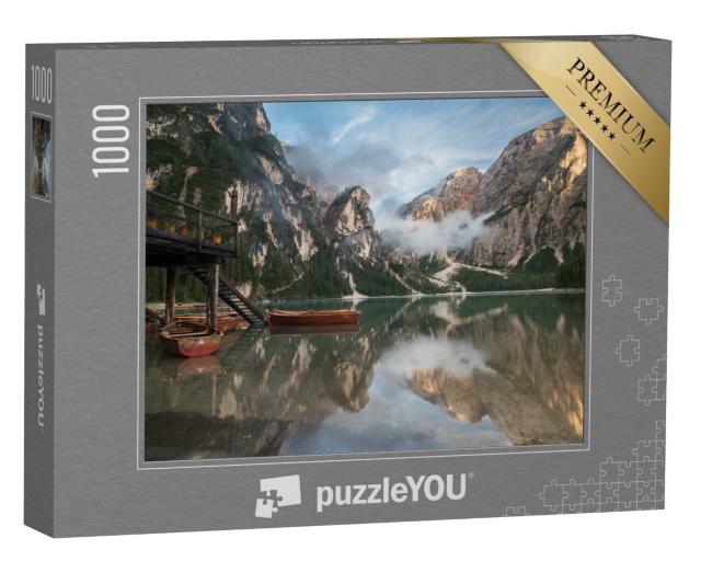 Puzzle de 1000 pièces « Pragser Wildsee, lac de Braies, parc naturel Fanes-Sennes-Prags, Dolomites »