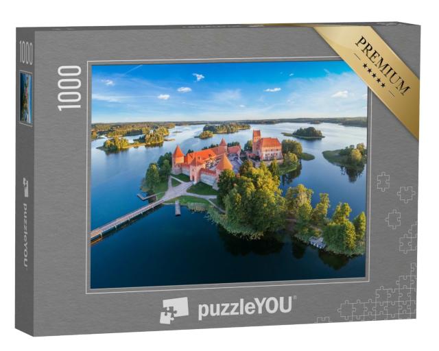 Puzzle de 1000 pièces « Château de Trakai : château insulaire gothique médiéval sur le lac Galve, Lituanie »