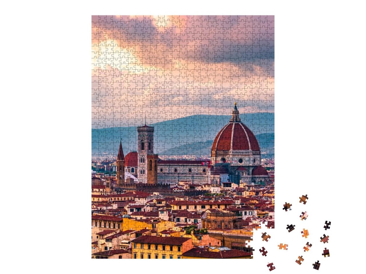 Puzzle de 1000 pièces « Coucher de soleil sur Florence en Italie »