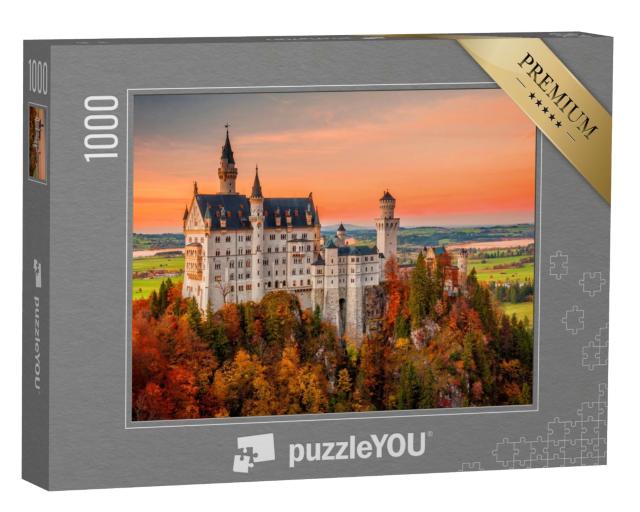 Puzzle de 1000 pièces « Le château de Neuschwanstein au coucher du soleil d'automne »