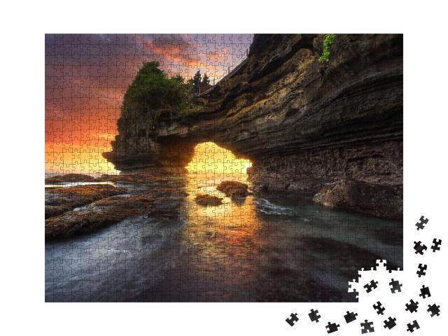 Puzzle de 1000 pièces « Sonnenuntergang bei Batu Bolong und Tanah Lot, Bali, Indonésie »
