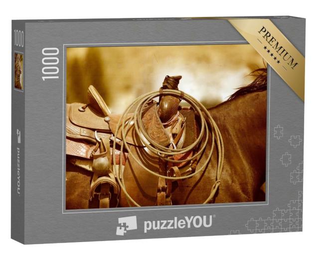 Puzzle de 1000 pièces « Selle et lasso sur le dos d'un cheval »
